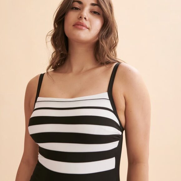 NWT FINZ Stripe Splice DD/E Cup One-piece Swimsuit 16 - Picture 3 of 4